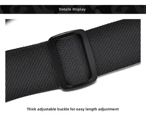 Detail of durable black nylon strap with adjustable buckle for mens messenger bag