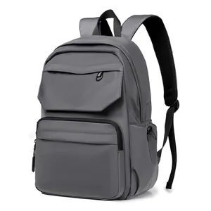 Waterproof dark grey casual backpack with large capacity for travel and laptop use