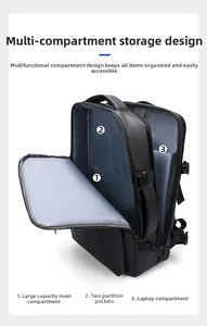 Vista detallada del interior multicompartimento y la funda para portátil de la mochila negra