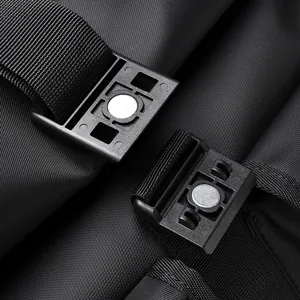 Waterproof black messenger bag with magnetic quick-release buckles and durable nylon strap