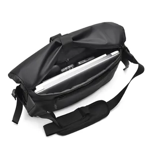 Waterproof laptop messenger bag with large capacity and organized interior compartments