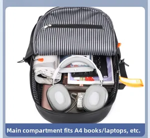 Vue intérieure du sac à dos pour ordinateur portable avec compartiment pour livres A4