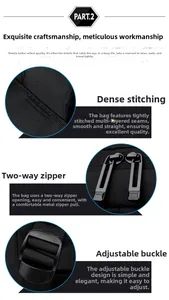 Close-up of reinforced stitching, metal zippers, and adjustable buckles on a backpack