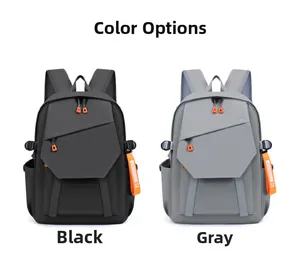 Détails des sacs à dos d'ordinateur gris et noirs étanches avec accents orange sur les zips