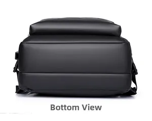 Detalle de la base de tela Oxford impermeable y duradera de la mochila de negocios