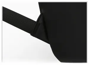 Detailed view of reinforced stitching on durable black nylon backpack shoulder straps