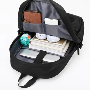 Large capacity black business backpack with laptop compartment and multi-layer storage