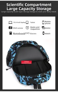 Detailweergave van de rugzak met groot vak voor 15,6 inch laptop en compartimenten