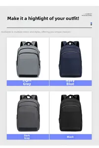 Comparison of waterproof oxford business backpacks in light grey, navy blue, dark grey, and black
