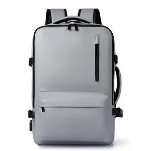 Mochila de negocios gris claro en Oxford impermeable con puerto USB y compartimentos