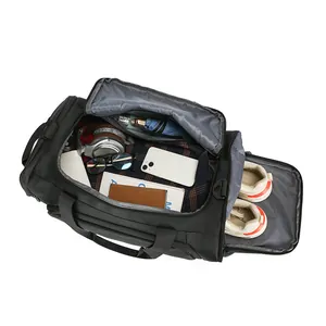 Borsa da viaggio multifunzionale nera con ampio interno e scomparto scarpe separato