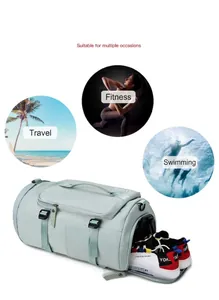Detailansicht der großen Reisetasche mit separatem Schuhfach für Sport und Schwimmen
