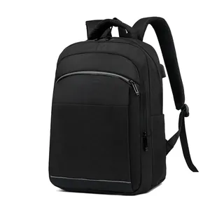 Large Capacity Oxford Cloth Laptop Backpack With USB Charging Port Reflective Safety Strip Business Travel Daypack For Men Women