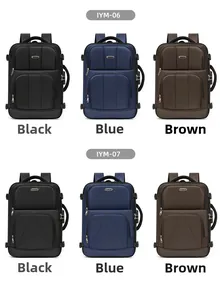 Zaino business impermeabile confronto modelli IYM-06 e IYM-07 nei colori nero, blu e marrone