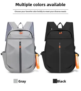 Comparison of grey and black backpacks with USB charging port and breathable mesh straps
