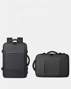 Waterproof travel backpack showing versatile carrying modes: shoulder, hand-held, and side handle