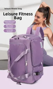 Borsa fitness viola con scomparto per scarpe separato e tasca per separazione secco-umido