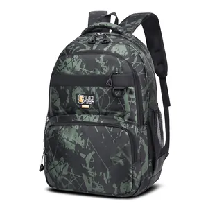 Grote groene camouflage rugzak van waterbestendig nylon voor reizen en school