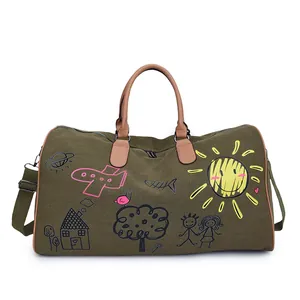 Graffiti Canvas Travel Bag Large Capacity Duffel Bag Dry Wet Separation For Men Women Weekend Gym Fitness Handbag Shoulder Bag
