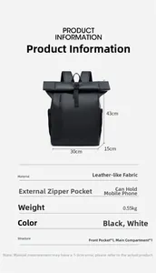 Sac à dos étanche à fermeture par enroulement avec dimensions 43x30x15cm et 0,55kg