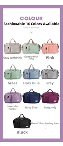 Gamma di borse da palestra capienti in vari colori con tasche laterali e manici
