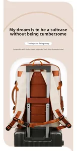 Travel laptop backpack featuring a trolley sleeve for easy attachment to luggage handles