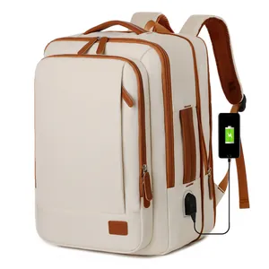 Large Capacity Business Laptop Backpack With USB Charging Port Waterproof Oxford Cloth Travel Bag For Men Women