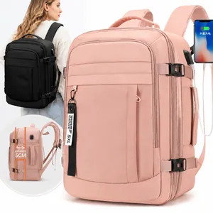 Mochila de Viaje Expandible de Gran Capacidad Bolsa para Portátil de Poliéster Impermeable Con Puerto de Carga USB Mochila de Negocios para Hombre Mujer