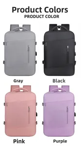 Quatre options de couleurs du sac à dos de voyage grande capacité en gris noir rose et mauve