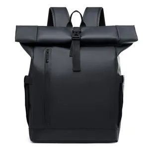 Sac à Dos pour Ordinateur Portable Roll-top Grande Capacité Imperméable en Tissu Oxford Sac de Voyage Business pour Hommes Femmes Randonnée