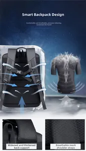 Detail of ergonomic breathable back panel and S-shaped padded straps on gaming backpack