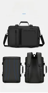 Detail showing the multi-functional bag modes with hidden straps and waterproof fabric finish