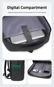 Internal laptop compartment with elastic strap for 15.6 inch notebook and pockets