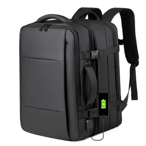 Men Business Expandable Travel Backpack Waterproof Large Capacity Laptop Bag With USB Charging Port Dry Wet Separation Daypack