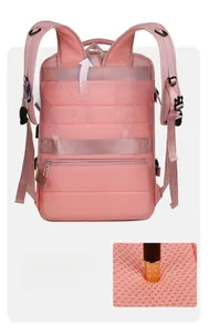 Panneau dorsal respirant et bretelles ergonomiques en S du sac à dos de voyage rose
