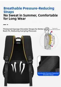 Detail of breathable padded shoulder straps with thick sponge for load relief on black backpack