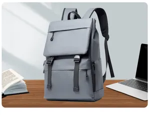 Detail of grey waterproof backpack showing honeycomb mesh breathable shoulder straps