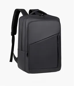 Detail view of the water-resistant business backpack with asymmetric bevel design