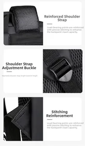 Detail of adjustable strap buckles and reinforced stitching on breathable mesh shoulder pads