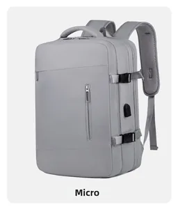 Vue latérale du sac à dos de voyage avec port USB et bretelles en mesh respirant