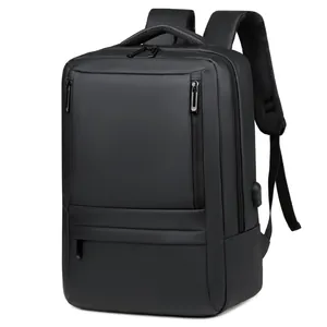 Business Laptop Backpack Waterproof USB Charging Port Travel Commuter Fits Computer Oxford Cloth Solid Color Men Women