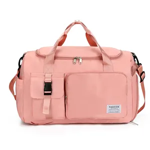 Borsa da viaggio rosa ad alta capacità per fitness e allenamento con vari scomparti