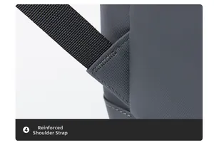 Detail of reinforced bar-tack stitching on durable waterproof nylon shoulder straps