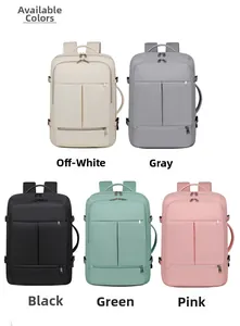 Selection of large capacity laptop backpacks in white, grey, black, green and pink colors