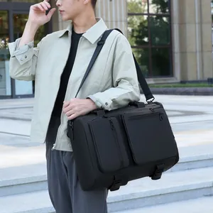 Black versatile business travel backpack with multiple pockets and adjustable shoulder straps