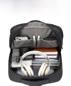 Detailed view of the internal capacity showing multi-layered compartments for electronics