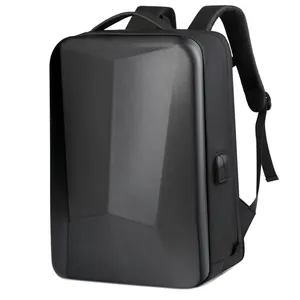Men's Hard Shell Laptop Backpack Waterproof Geometric Anti-theft Business Travel Bag With USB Charging Port TSA Lock