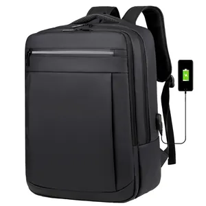 Business Waterproof Laptop Backpack For Men Large Capacity Travel Bag With USB Charging Port Fits Laptop Solid Color Commuting Bag