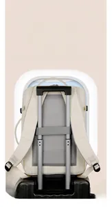 Off-white backpack featuring a trolley case fixing strap for travel and commute