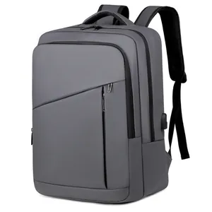 Men Business Laptop Backpack Large Capacity Waterproof Oxford Cloth Travel School Bag With USB Charging Port Grey Black